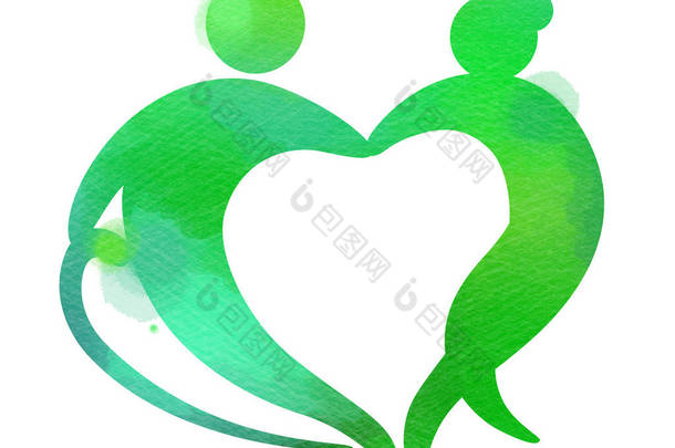 老年人治愈<strong>心脏</strong>形状的标志。疗养院标志 silhouet