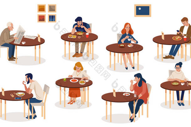 一群可爱的人坐在桌旁，吃着各种美味的饭菜.