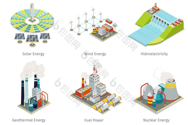 电厂<strong>的</strong>图标。发电厂和来源