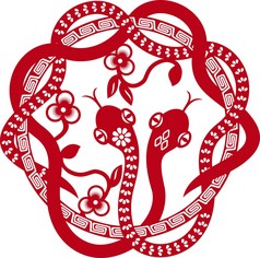 蛇年的符号作为中国剪纸