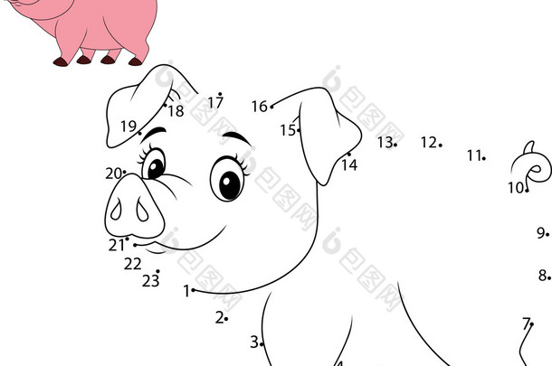 连接的编号，是为了孩子，<strong>可爱</strong>的小猪画动物教育游戏