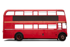 红色伦敦巴士，双层上白色，剪切路径