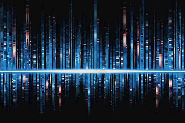 音乐的频谱蓝色声波均衡器光条纹3D说明