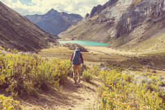 徒步旅行在科迪勒拉山系的场景