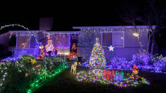 加利福尼亚州圣诞夜灯装饰房屋