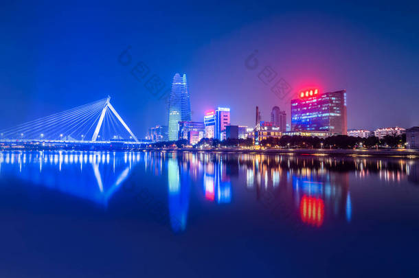 宁波市建筑景观夜景