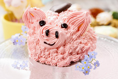 孩子们聚会: 可爱的粉红小猪蛋糕