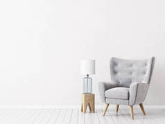 现代客厅与白色扶手椅