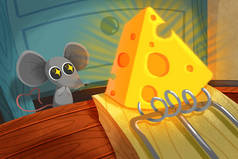 鼠标和奶酪插图的特写视图