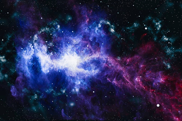 未来主义的抽象空间背景。夜空中点缀着星星和星云。美国航天局提供的这一图像的要素