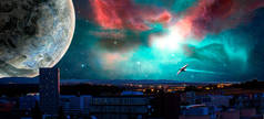 科幻城市与星云, 行星和宇宙飞船, 相片操作