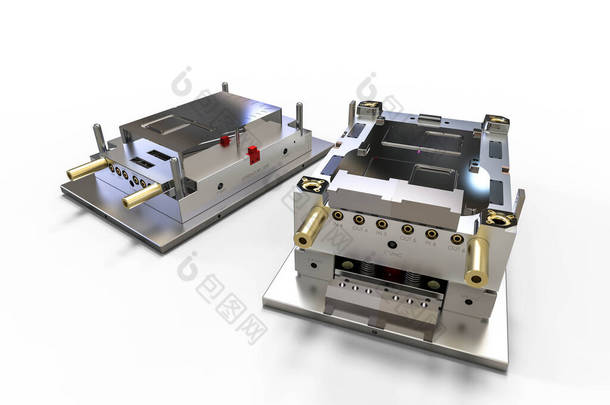 代表<strong>CAD</strong>开发的塑料注射模三维渲染图像 