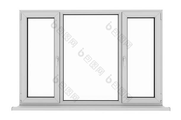 窗口。孤立的窗口。铝合金窗。白色的窗口。Pvc 风