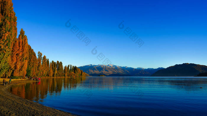 华纳卡湖是新西兰南岛著名的风景名胜古迹，它是华纳卡湖的全景，拥有温暖的自然阳光，让许多摄影师欣赏美丽的风景.