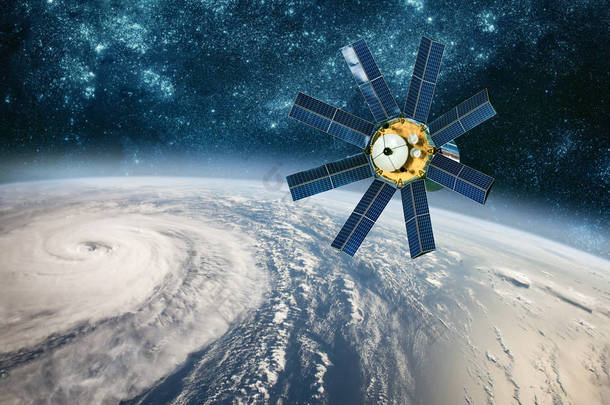 空间卫星从地球轨道天气监测从空间, 飓风, 地球上的台风。美国宇航局提供的这张图片的元素.