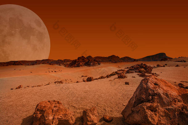 <strong>红色星球</strong>与干旱的风景, 岩石小山和山