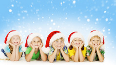 圣诞老人助手帽子圣诞儿童小孩子男孩和女孩快乐问候圣诞假期