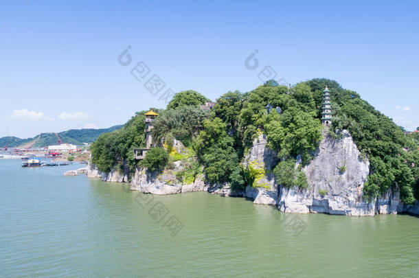 石钟山风景区, 位于长江与鄱阳湖交汇处, 江西, 中国