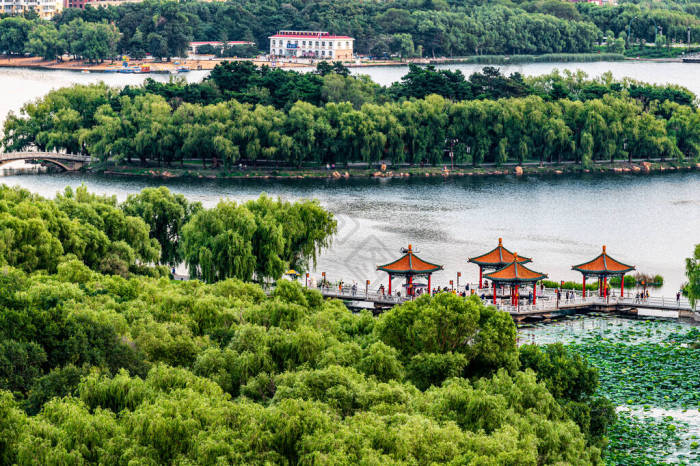 嘉兴南湖风景区南湖与湖心岛全景-包图企业站