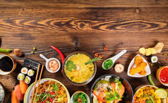 亚洲食品与不同的中国食物种类表