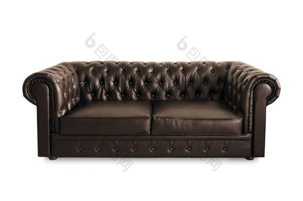 皮制切斯特褐色沙发，白色隔热