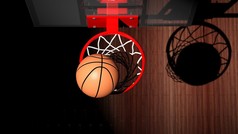 篮球筐球里面顶视图 
