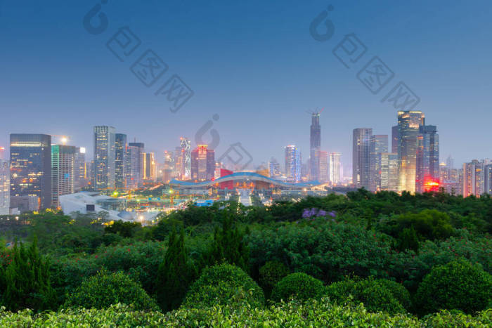 中国深圳天际线孤立的图解中国深圳黑城风景-包图企业站