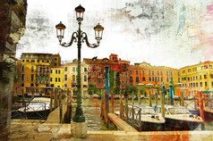日落大道-绘画风格中的图稿威尼斯