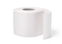在白色背景下清洁白色卫生纸。在白色背景查出的软卫生纸卷.