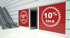 10%出售商铺铺面窗口和自动扶梯上