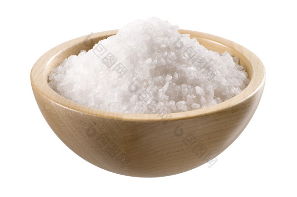 海盐在一个木碗