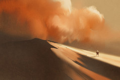 沙漠，插图中的沙尘暴