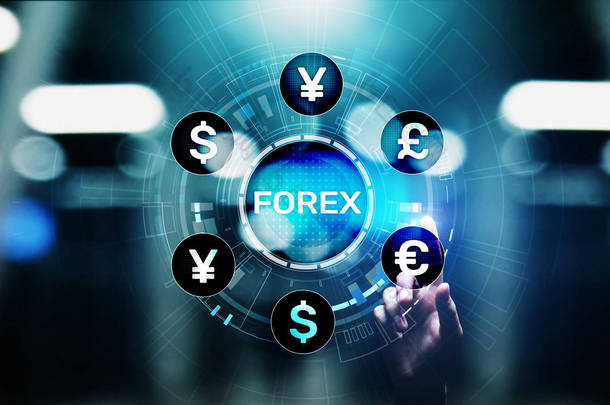 外汇交易货币交易所股票市场虚拟屏幕上的投资商业概念.