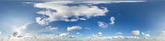 无缝洞全景360度角蓝天与美丽的积雨云与天顶用于3D图形或游戏开发如天空穹顶或编辑无人机拍摄