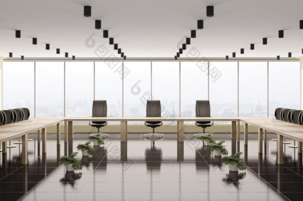 现代会议室室内全景 3d