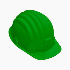 绿色头盔隔离白色背景与修剪路径顶部视图, 安全主任绿色帽子.