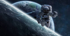宇航员漂浮在空间3d 渲染这个图像的元素 