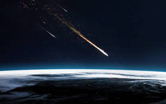 流星雨。这幅图像由美国国家航空航天局提供的元素