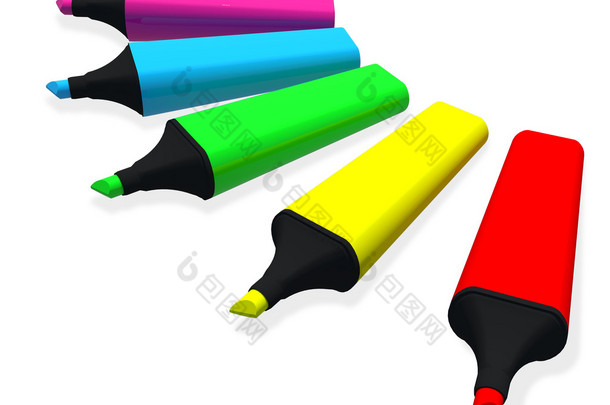 多彩的荧光笔