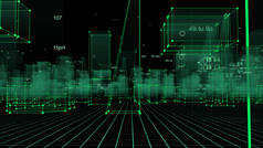 3d 从网络空间的数据、信息空间中的信息存储中呈现抽象的技术数字城市