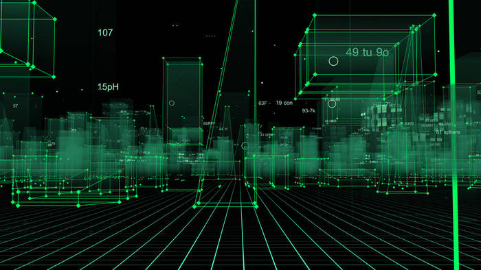 3d 从网络空间的数据、信息空间中的信息存储中呈现抽象的技术数字城市