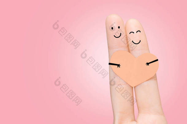 情侣爱上了手指。节日贺卡 