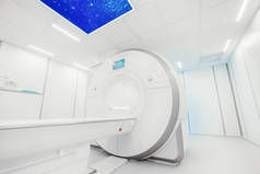 医院的磁共振成像扫描仪. 医疗设备和保健。 Ct -医院电脑断层扫描装置. 夫人扫描仪室 