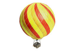 热气球3d 渲染在白色背景