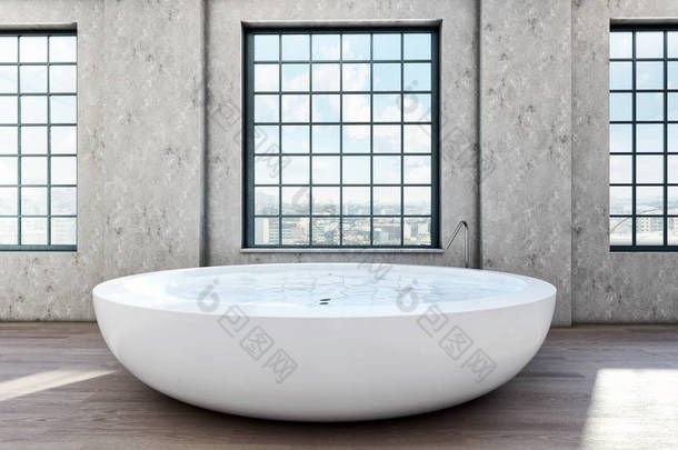 现代明亮的浴室内饰3d 渲染 