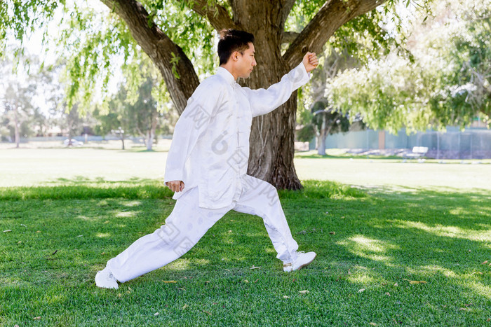 俊男练太极拳