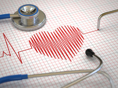 听诊器和心电图的心电图。医学概念,