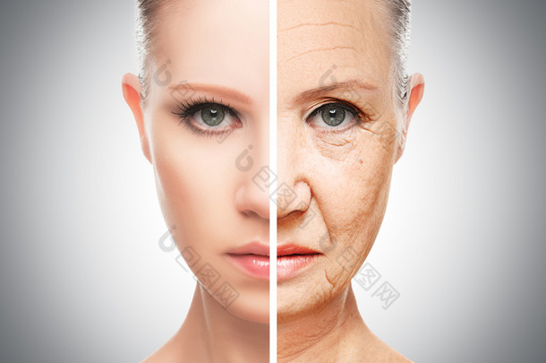老化和皮肤护理的概念