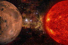 太阳能系统-火星。它是离太阳第四的行星.