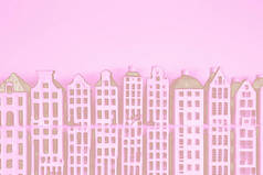 令人惊叹的历史建筑天际线 粉红色背景